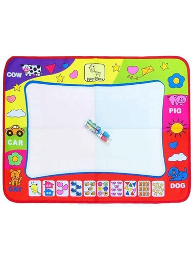 ECVV Large Reusable Water Doodle Mat 4 Classic Colours, Mess Free Magic Water Mat, with Magic Water Pens Stamper Set, 80 * 60Cm