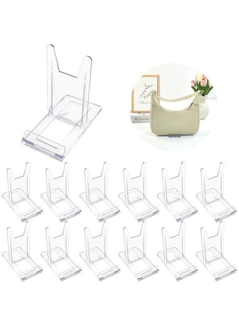 Sibosen 12 Sets of Adjustable Purse Display Stand Clear Acrylic Handbag Stand Holder for Wallet Purses Handbag Bag Clear Stand for Display， Acrylic Purse Display Case for Party Wedding Home Decoration