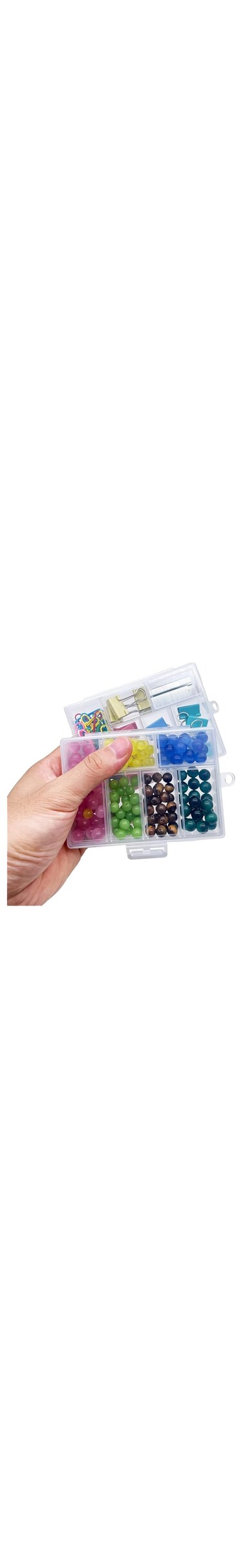 Tazweeq 2 PCS Plastic Organizer Box with Dividers, 6 Compartment Storage Box, Craft Storage Box, Jewelry Organizer Container, Small Plastic Container with Compartments, Store Craft Supplies, Beads