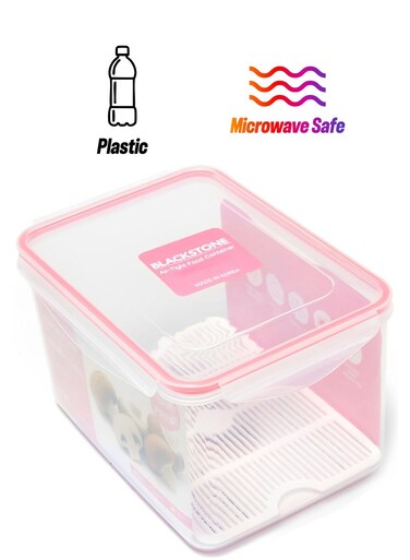 4.7L Clear Plastic Leak Proof Food Storage Containers With Pink Drain Tray, Airtight Meal Prep Organizer Made In Korea Microwave Safe BPA Free