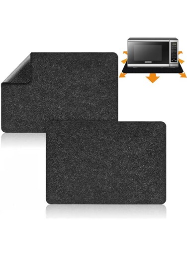 TERRIFI Heat Resistant Mat for Air Fryer, 2PCS Heat Resistant Pad Countertop Protector Mat with Sliding Function, Coffee Maker Mat for Air Fryer, Blender, Oven Micro Wave Oven, Toaster (12x17 In)