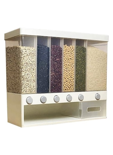 Wall mounted Multi Grid Plastic Kitchen dry foods rice or cereals Storage Container box dispenser