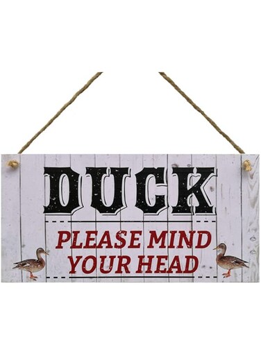 Meijiafei Notice Step Sign Home Gift Plque-Duck Mind Your Head 5" x 10