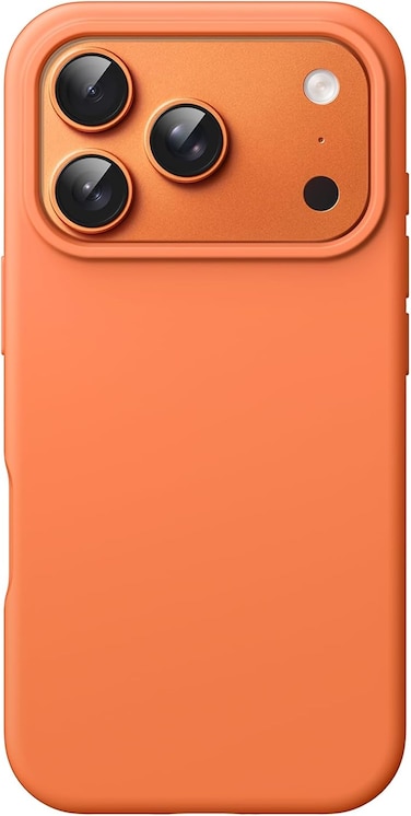 Liquid Silicone Case for iPhone 17 Pro Max 6.9-Inch, Silky Soft Touch Full-Body Protection, Anti-Scratch Shockproof Phone Cover with Microfiber Lining (Orange)