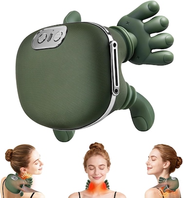 Shoulder and Neck Massager, Bionic Heated Massager, Neck Massager with Fingers, 4D Kneading Massage, Simulates a Real Palm Massage for Comfort, Relax Muscle Tension