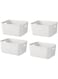 Pack of 4 White Plastic Storage Boxes,Small Plastic Storage Basket for Organizing and Storing Multifunctional Home Editing Containers (25 x 17 x 10 cm)