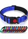 Taglory Reflective Nylon Dog Collar with Safety Buckle, Adjustable Pet Collars with Soft Neoprene Padding for Medium Dogs, Navy Blue