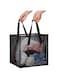 JCZD Storage &amp; Laundry Baskets, Sturdy Mesh Laundry Basket with Handles, Collapsible, Multifunctional, Ideal for Apartments, Dorms, RVs, Efficiently Organizes Laundry, Clothes (Black-Single layer)