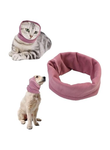 Dog Ears Cover, Hood Earmuffs for Anxiety Relief Grooming Bathing, Neck and Ears Warmer Ear Muff for Small Medium Large Puppy Cat, M