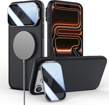 Nillkin CamShield Prop Case for Apple iPhone 17 Pro Max &ndash; Shockproof Dual-Layer Cover with Transparent Black Flip Lens Protection, Matte Anti-Slip Finish &amp; Drop-Resistant Design &ndash; Black