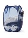 TECHMILLY Collapsible Mesh Pop Up Laundry Hamper with Sturdy Handles and Side Pocket - Portable Foldable Clothes Baskets for Dorm, Bathroom &amp; Travel Storage(Blue)