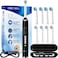 Seago Rotating Electric Toothbrush for Adults with 8 Brush Heads, 5 Cleaning Modes, Rechargeable Sonic Toothbrush with Timer and Travel Case for Adults and Kids(SG-2607-Black）