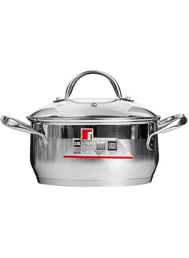BERGNER GOURMET CASSEROLE W LID 20CM 3LITRESTAINLESS STEEL INDUCTION BASE, BG6509