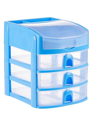 Harmony mini drawer 3-tier w/lid green &amp; blue asst size: 213x177x210mm sa-331