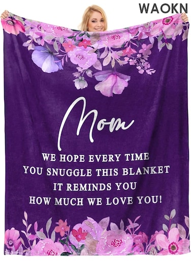 Gifts for Mom Birthday, Best Mom Birthday Gifts from Daughter Son, Soft Flannel Mother Blanket Gifts, Presents Gift Ideas for Mother Birthday Thanksgiving for Couch Napping (50x60)