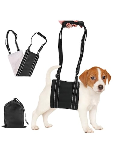 Support Belt for Pet Hind Legs, Dog Sling for Back Legs Adjustable Shoulder Straps Helps Older Dogs with Mobility, Dog Support Sling Helps Lift the Dog's Back, Removable Fleece for Medium Large Dogs