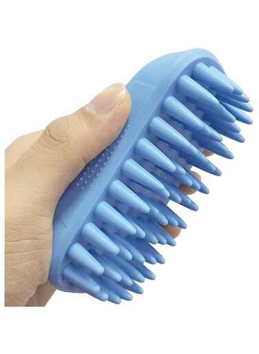 SWIUKPHE Pet Silicone Shampoo Brush for Long &amp; Short Hair Medium Large Pets Dogs Cats, Anti-skid Rubber Dog Cat Pet Mouse Grooming Shower Bath Brush Massage Comb (Blue)