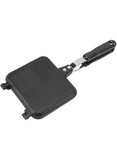 Zudoo Sandwich Maker, Nonstick Aluminium Alloy Grilled Sandwich and Panini Maker Pan, Double Sided Flip Pan with Handle for Home Kitchen, Gas Stoves, Breakfast Toast Panini Waffle