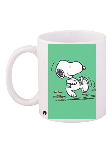 Printed Ceramic Coffee Mug White/Green