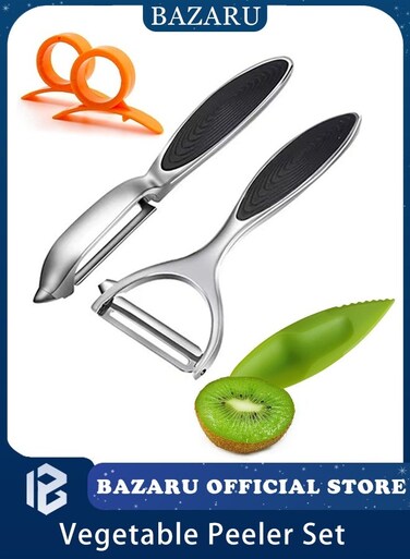 Vegetable Peeler Set &acirc;&euro;&ldquo; Y-Type &amp; I-Type Stainless Steel Potato &amp; Fruit Peelers with Non-Slip Handle, Includes Orange Peeler &amp; Kiwi Cutter, Kitchen Peeling Tools