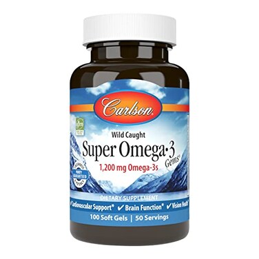 Carlson - Super Omega-3 Gems, 1200 Mg Omega-3S, With EPA And Dha, Wild Caught Norwegian Fish Oil Supplement, Sustainably Sourced Fish Oil Capsules, Omega 3 Supplements, 100 Softgels
