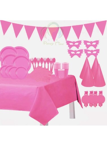 Party Time 56PCS. Light Pink Tablewares and Decorations Set - Serves 6