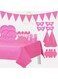 Party Time 56PCS. Light Pink Tablewares and Decorations Set - Serves 6
