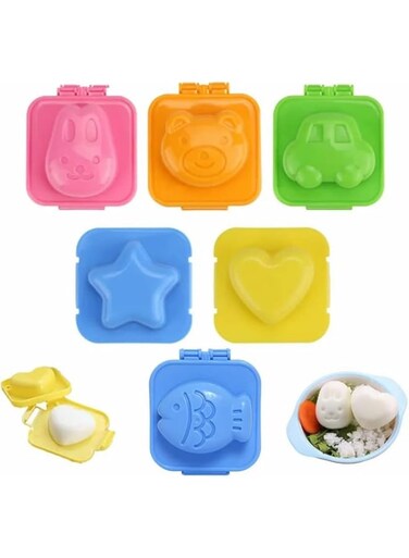 6 Pcs Cartoon Cute Boil Egg Mold Fish Car Heart Shape Egg Sushi Rice Mold Mould Decorating Fondant Cake Tool Cookery molds