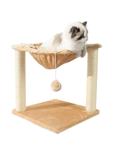 NeoStyle Cat Scratching Post Nest, Indoor Cat With Sisal Scratching Post Cat Tree, Kitten Toys Scratching Post Game Interactive (Hanging Ball)