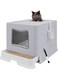 Foldable Cat Litter Box Lid, Drawer Type Cat Litter Tray, Giant Enclosed Cat Potty, Splash-Proof Cat Toilet, Gray