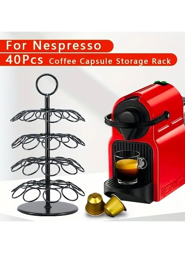 Pack Of 40 Rotary Coffee Capsule Holder Store Nespresso Capsules Black
