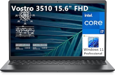 Dell Vostro 3520 15.6" FHD Business Laptop, Intel Quad-Core i7-1255U 1.7 Up to 4.7GHz, 16GB DDR4 RAM, 512GB PCIe SSD, WiFi, Bluetooth, Carbon Black, Windows 11 Pro (Non Backlit Keyboard)