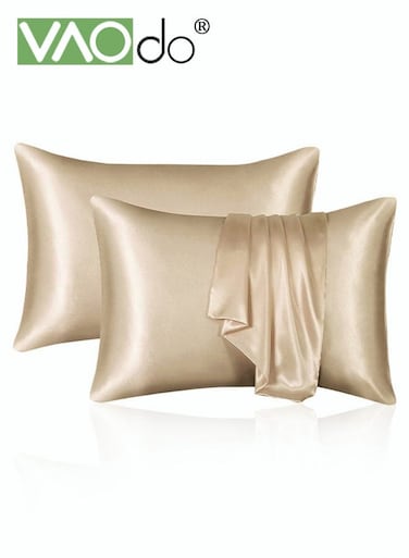 2PCS Satin Pillowcase for Hair and Skin Breathable and Moisture Wicking Silky Pillowcase Set with Invisible zipper Similar to Silk Pillow Cover Gifts for Women Men