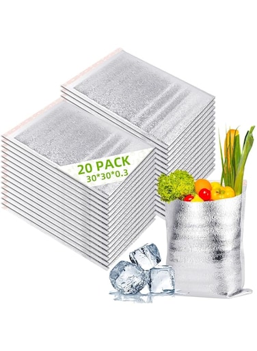 20Pcs Reusable Insulation Bags, Thermal Lunch Liners, Waterproof Food Pouch for Hot &amp; Cold - Camping Picnic Shopping