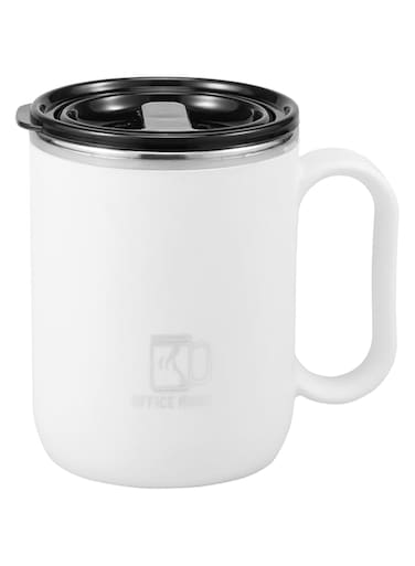 Insulated Coffee Mug with Handle &amp; Lid, Leakproof Travel Mug Hot Cold Coffee Mugs, 500 ml Travel Coffee Tumbler, Stainless Steel Insulated Coffee Cup for Travel, Home, Office, and Daily Use (White)