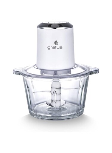 Gratus Hand Chopper Quadra Blade- 2 L Capacity, 2 Speed Control, Glass Bowl, Stainless Steel Blades X 4, Easy to Clean, Model- GCP2621FEC