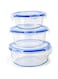 Mondex 3pcs round Borosilicate Glass Food Container with lid set 350ml 600ml 900ml Lunch box leak proof Silicone seal Lid