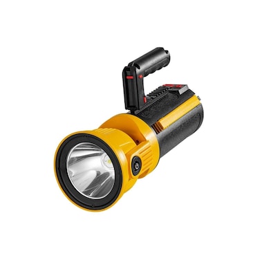LED Spotlight Torch with 180&deg; Rotating Head, Foldable Stand, Dual Control Buttons, Yellow and Black