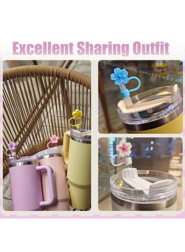 PCS Straw Cover Cap Fit for Stanley Cup, Silicone Straw Toppers Compatible with 30/40 Oz Stanley Cup,10mm Dust Proof Reusable
