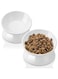 TERRIFI Ceramic Cat Bowls, Set of 2 Tilted Elevated Stress Free Pet Food and Water Dishes for Small to Medium Cats and Dogs (White)