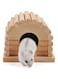 SKEIDO Durable Splitted Wooden Small Squirrel Cavia Hamster House Cabin Pet Supply Yellow Semicircular Tree Hole-shaped Sleeping Nest
