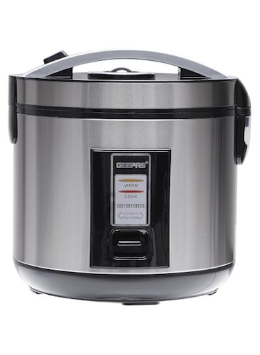 Geepas 1.8L Stainless Steel Rice Cooker- GRC4330  700W, Non-Stick Inner Pot   Cook/Steam/Keep Warm Functions, Make Rice and Steam Healthy Vegetables   2-Year Warranty