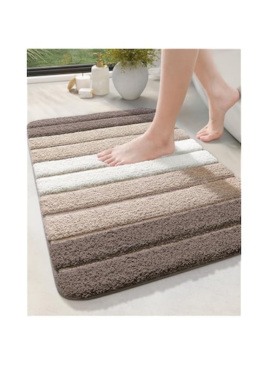 DEXI Bath Mat Bathroom Rug Absorbent Non-Slip Washable Shower Floor Mats Carpet 20"x32", Light Brown
