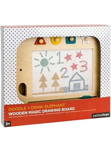 Petit Collage Doodle + Draw Elephant Wooden Magic Drawing Board