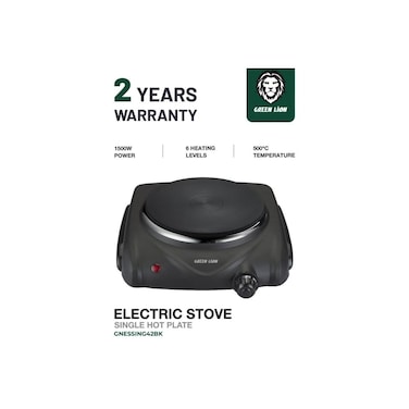 Electric Single Hot Plate 1500W Iron Plate Thermostat Control 6 Heating Levels