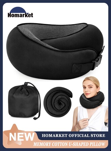 Neck Travel Pillow Memory Foam Neck Pillow for Comfort on Airplane Compact and Ergonomic Design for Travel, Car Rides, and Home Use Ideal for Adults and Kids