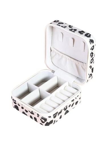 Jewelry box, velvet leather, portable jewelry bag, bracelet, accessory, earring, ring storage box (Leopard cow color, 10 * 10 * 5cm)