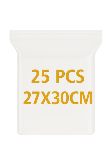 Clear Ziplock Bags 27x30CM   25 PACK Transparent Resealable Plastic Pouches  Reclosable Seal for Food Jewelry Travel Packing Storage   Multi Purpose Plastic Zipper Bags