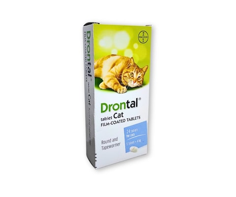 Bayer Drontal Round and Tapewormer for Cats Effective Intestinal Worm Treatment 8 Tablets