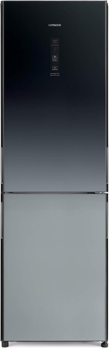 Hitachi 410L Bottom Mount Refrigerator, Inverter Compressor, Dual Fan Cooling, Hybrid Freezing, Large Bottle Shelf, Double Door Fridge, 10-Year Compressor Warranty, Grey &ndash; RBG410PUK6X4XGR